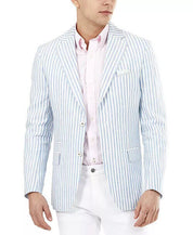 Tallia Men's Slim-Fit Blue Stripe Blazer Blue White 46L Sport Coat