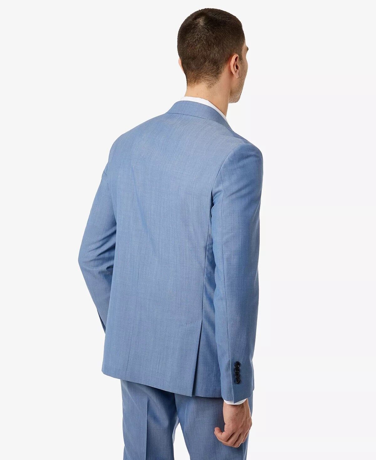 TALLIA Men's Men's Slim-Fit Chambray Suit Jacket 38R Light Blue / 2 Button