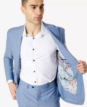 TALLIA Men's Men's Slim-Fit Chambray Suit Jacket 38R Light Blue / 2 Button