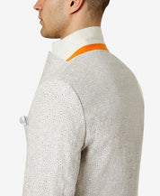 TALLIA Men's Slim-Fit Floral Blazer 40R Sport Coat White / Tan Linen