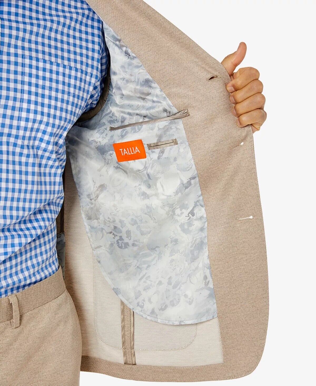 Tallia Men's Slim Fit Knit Suit Jacket Cream Size 36R Sport Coat