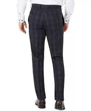 Tallia Men's Slim-Fit Navy Blue Plaid Wool Dress Pants 30 x 30 Flat Front Pant