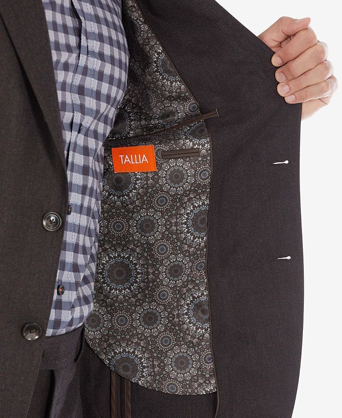 Tallia Men's Slim-Fit Solid Brown Suit Jacket 40L Wool