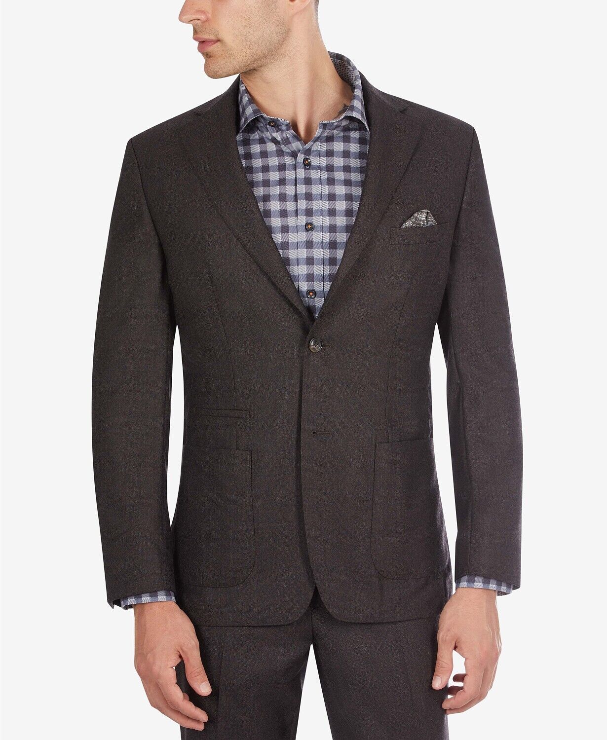 Tallia Men's Slim-Fit Solid Brown Suit Jacket 40L Wool