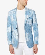 Tallia Men's Slim-Fit Tie-Dye Blazer Blue/White 44L
