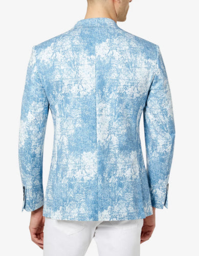 Tallia Men's Slim-Fit Tie-Dye Blazer Blue/White 44L