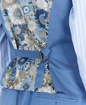 Tayion Collection Blue Solid Classic-Fit Wool Suit Separate Vest XL Blue
