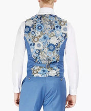Tayion Collection Blue Solid Classic-Fit Wool Suit Separate Vest XL Blue