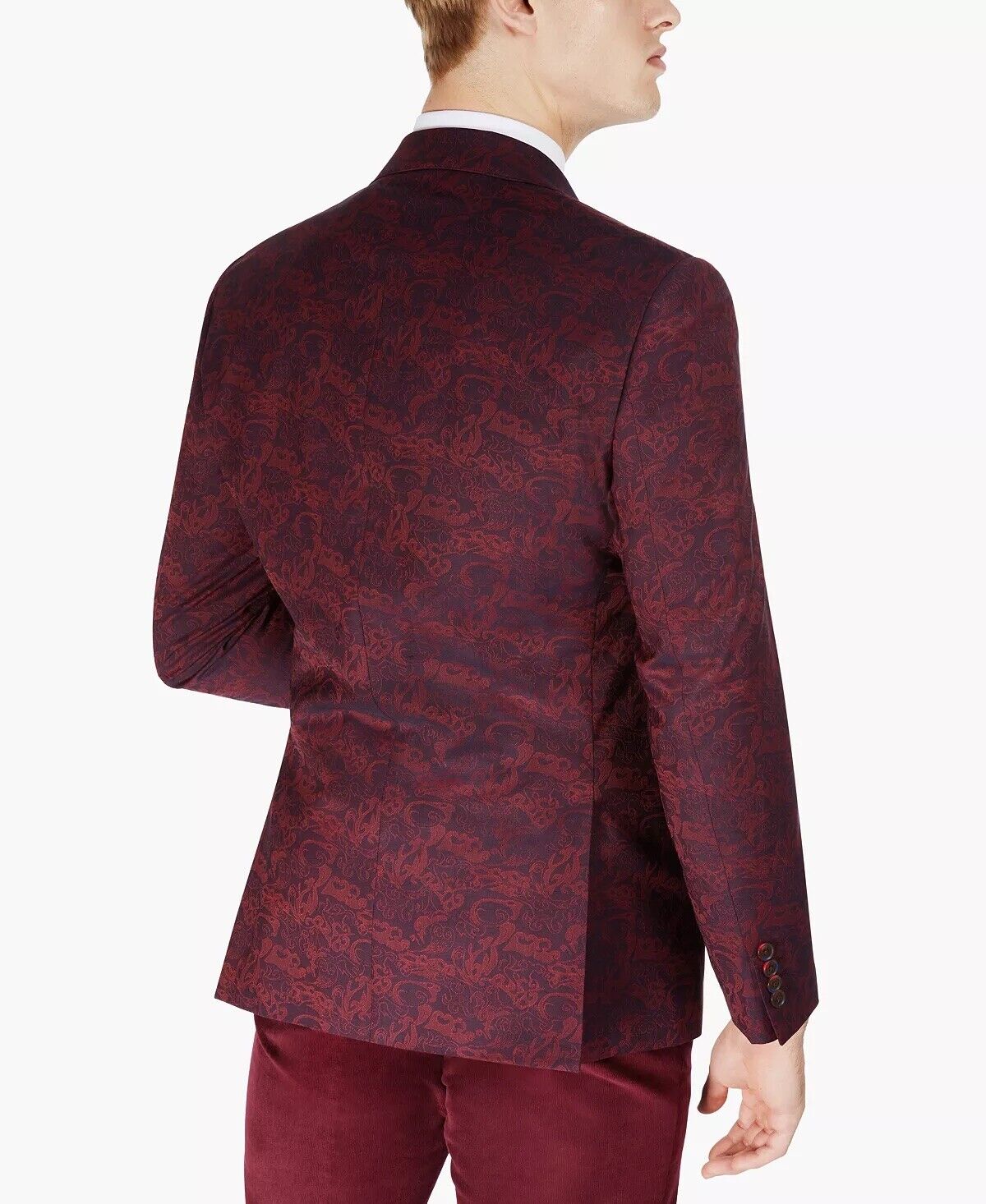 TAYION COLLECTION Men's Classic-Fit Red & Blue Paisley Sport Coat 40S