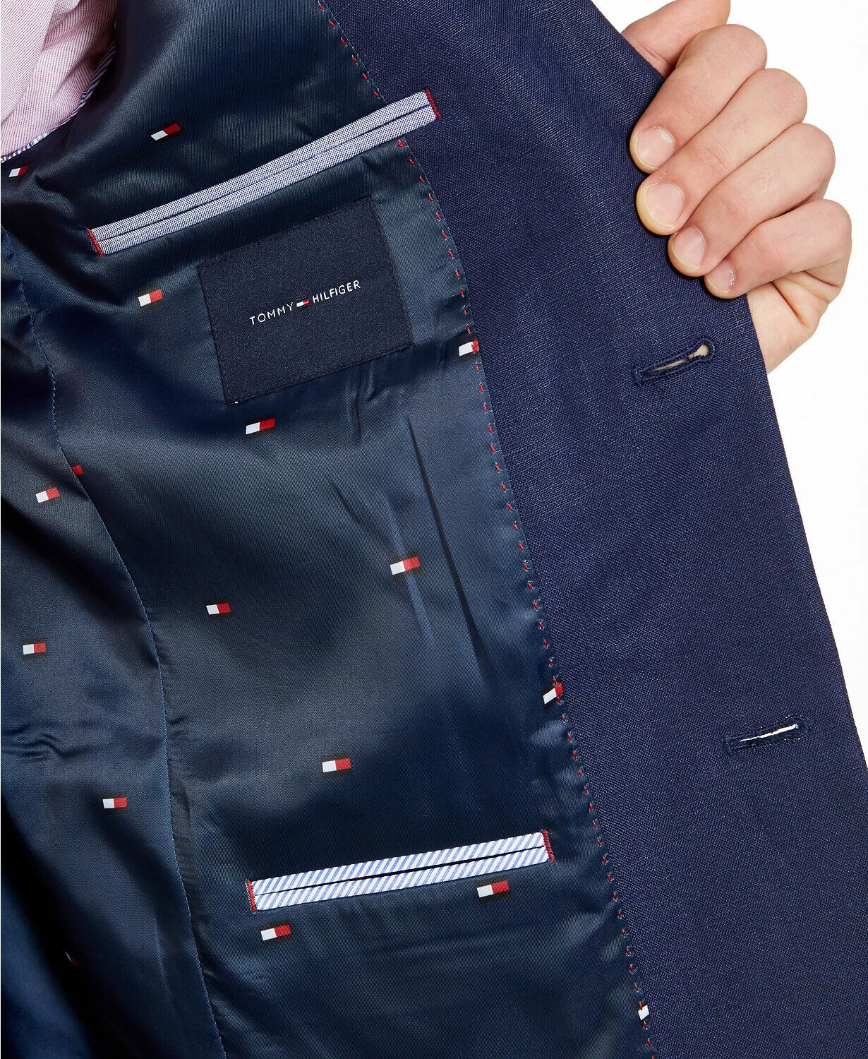 Tommy Hilfiger Men's Modern Fit Linen Sport Coat 44L Navy Blue