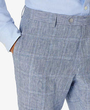 TOMMY HILFIGER Men's Modern Flex Stretch Plaid Linen Dress Pants Blue 33 x 34