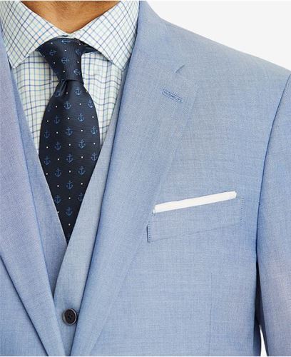 Tommy Hilfiger Modern-Fit TH Flex Stretch Blue Chambray 38L Sport Coat