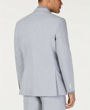 Tommy Hilfiger Mens Suit Jacket 38L Modern-Fit Stretch Light Gray Chambray