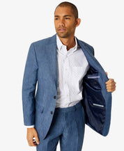 Tommy Hilfiger Men's Modern-Fit Flex Stretch Linen Suit Jacket 40L Mid Blue