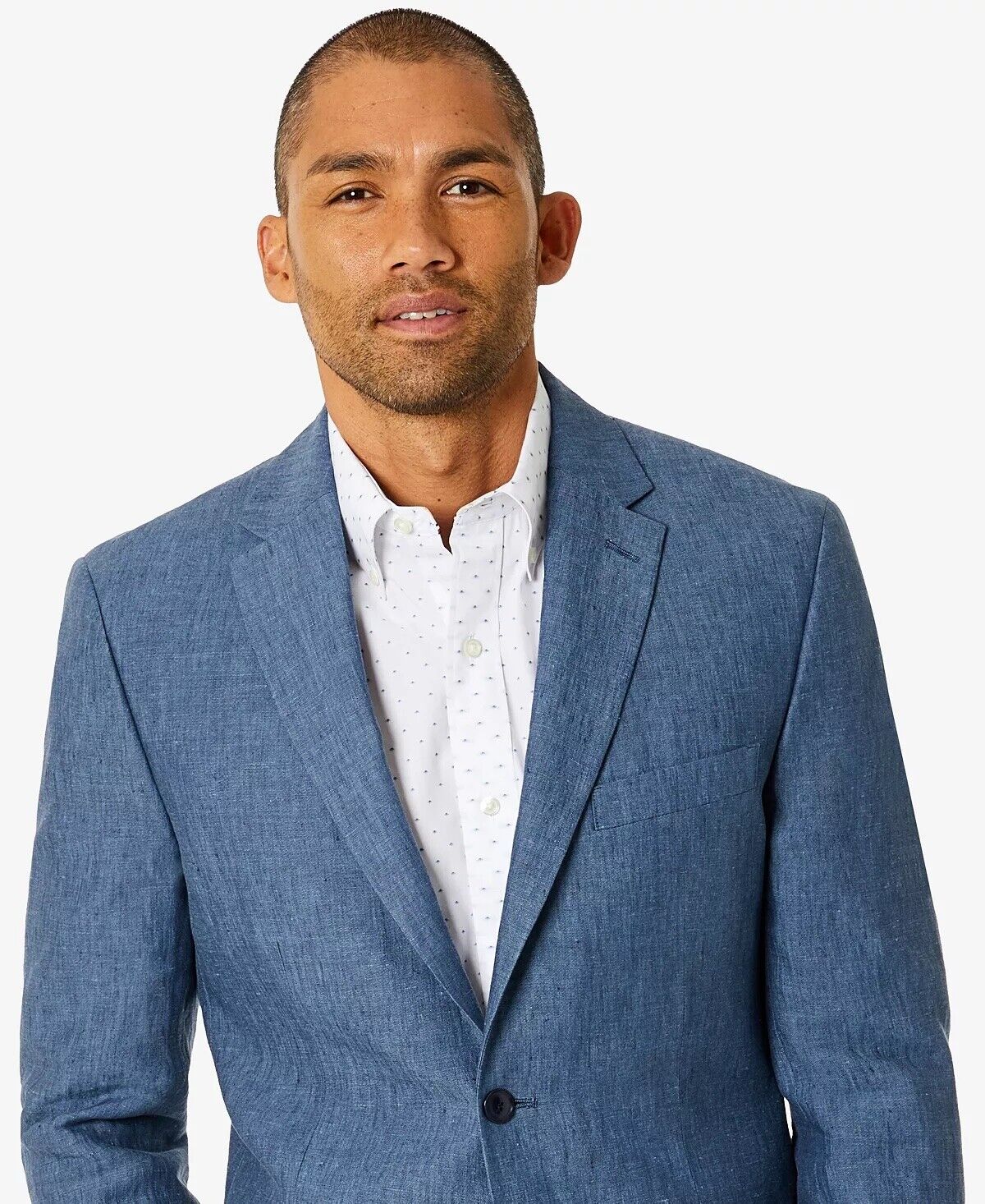 Tommy Hilfiger Men's Modern-Fit Flex Stretch Linen Suit Jacket 40L Mid Blue