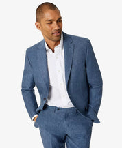 Tommy Hilfiger Men's Modern-Fit Flex Stretch Linen Suit Jacket 40L Mid Blue