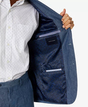 Tommy Hilfiger Men's Modern-Fit Flex Stretch Linen Suit Jacket 40L Mid Blue