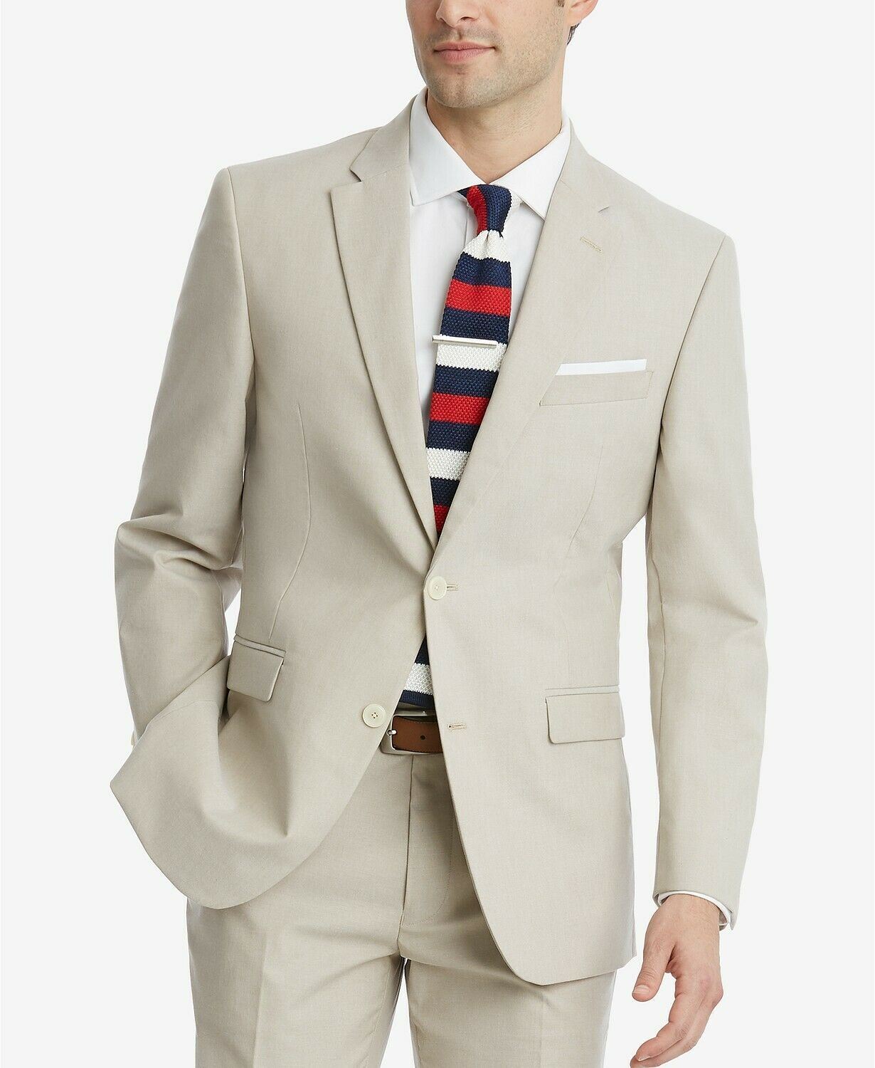Tommy Hilfiger Men's Modern-Fit Flex Stretch Solid Tan Suit Jacket 41R Khaki