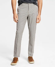Tommy Hilfiger Modern-Fit Flex Light Brown Check Performance Pants 34 x 30 Flat
