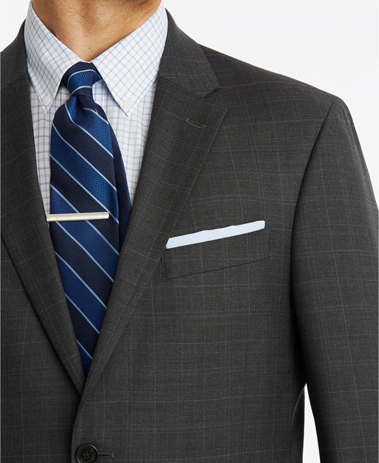 Tommy Hilfiger Modern-Fit TH Flex Performance Plaid Suit Jacket 40L Grey
