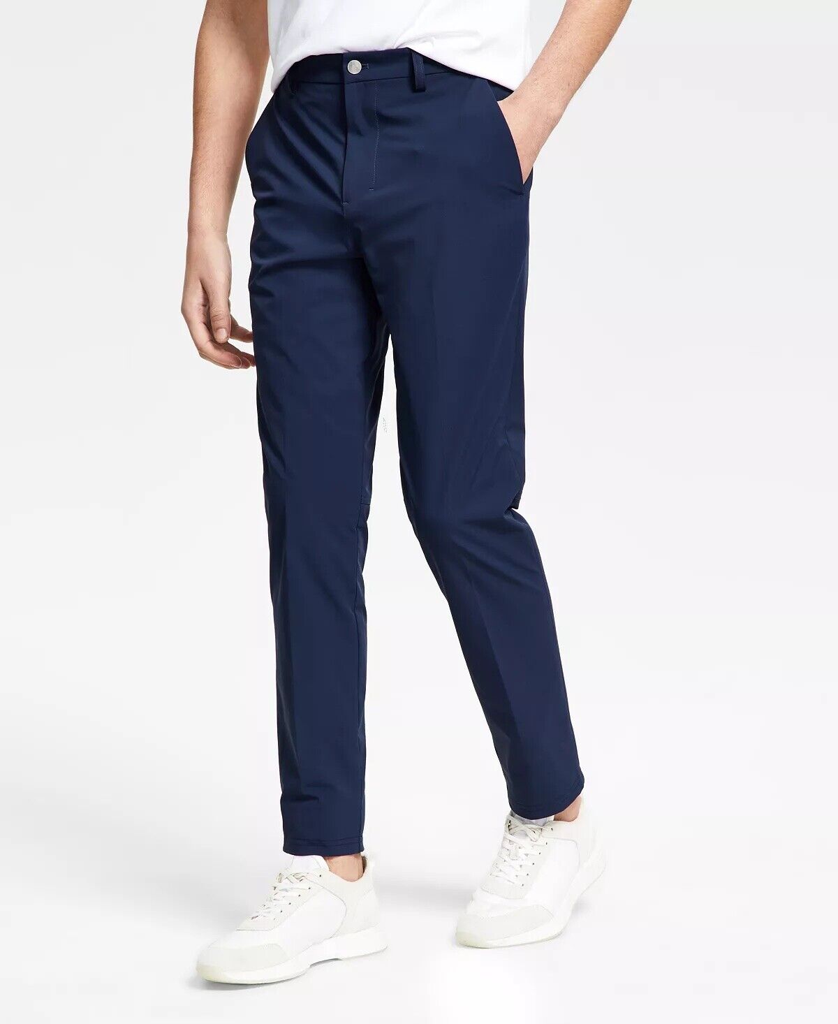 Calvin Klein Men's Dress Pants 40 x 34 Navy Blue Slim Fit Tech Solid Performance