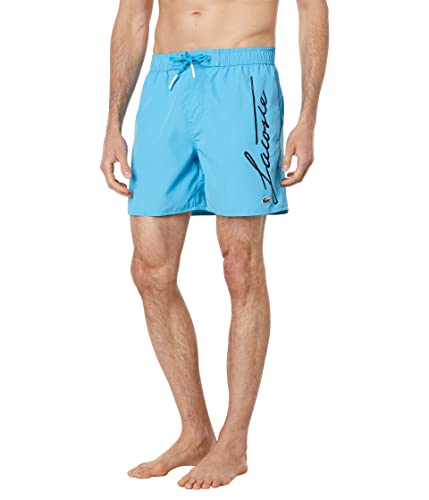 Lacoste Mens Signature Print Light 6 Air Swimtrunks Blue Small