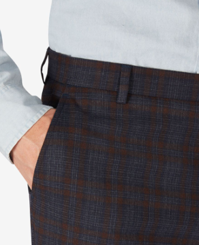 Tommy Hilfiger Men's Modern-Fit Stretch Check Dress Pants 33 X 32 Navy / Wine