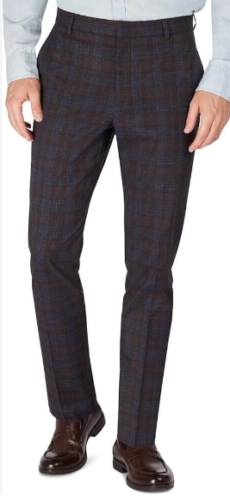 Tommy Hilfiger Men's Modern-Fit Stretch Check Dress Pants 33 X 32 Navy / Wine