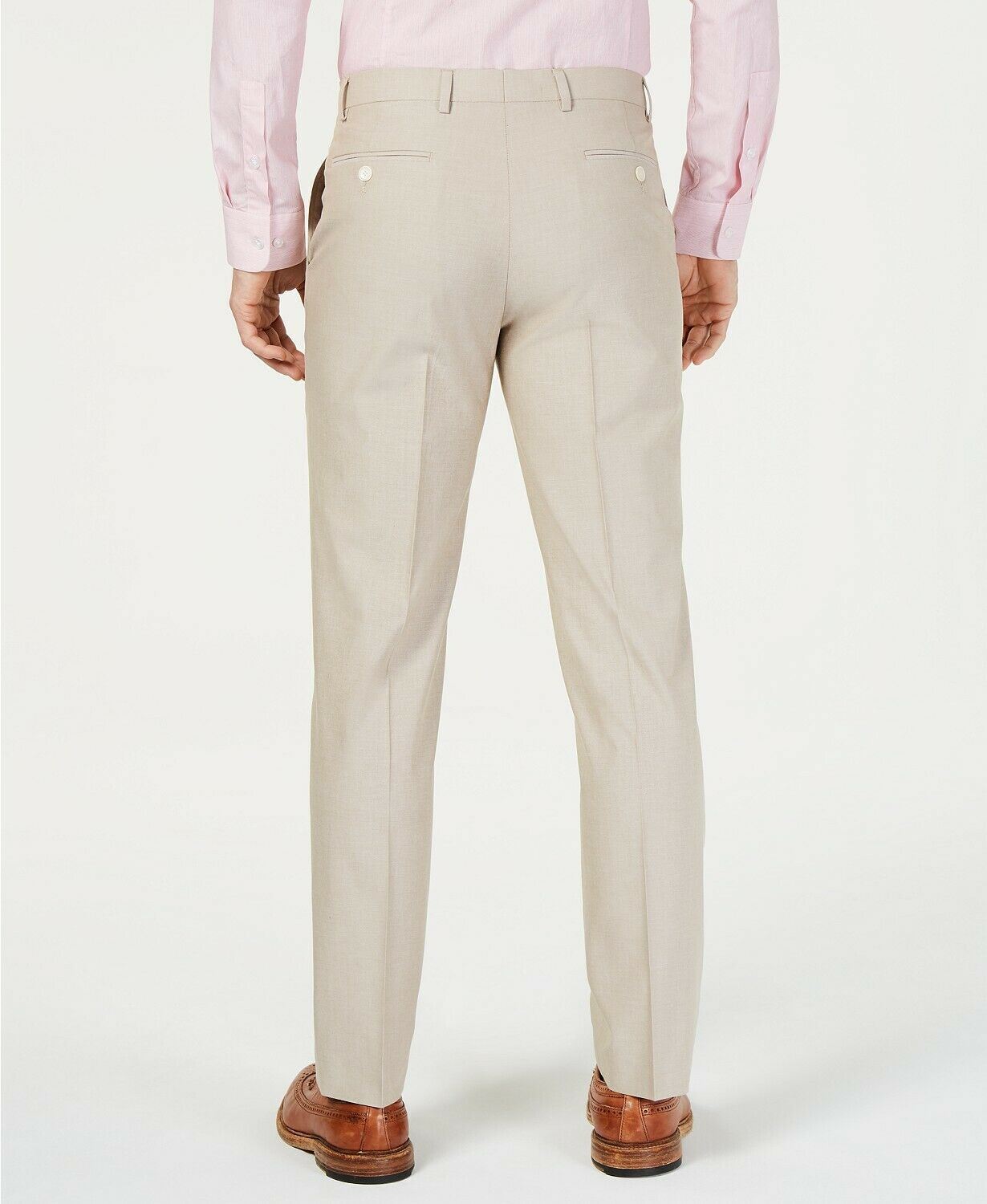 Tommy Hilfiger Modern-Fit Stretch Tan Dress Pants 42 x 34 Beige