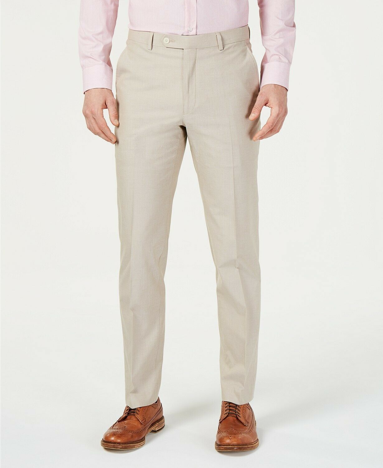 Tommy Hilfiger Men Modern fit Dress Pants 42 / 34 Beige Solid Stretch