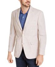 Tommy Hilfiger Men's Modern-Fit TH Flex Stretch Tan Blue Plaid Sport Coat 42L