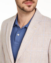 Tommy Hilfiger Men's Modern-Fit TH Flex Stretch Tan Blue Plaid Sport Coat 42L