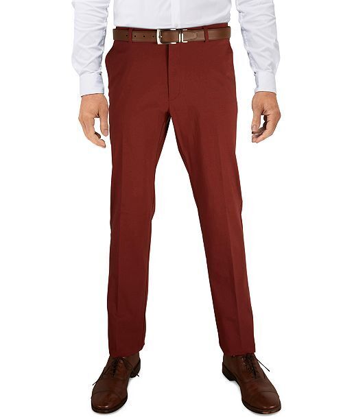 Tommy Hilfiger Men's Dress Pants 38 x 30 Wine Modern-Fit Stretch Comfort