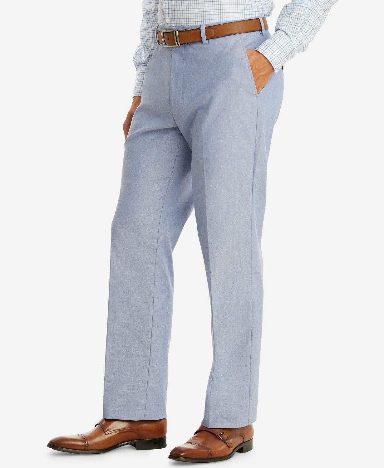 Tommy Hilfiger Modern-Fit Stretch Blue Chambray Dress Pants 40 x 30