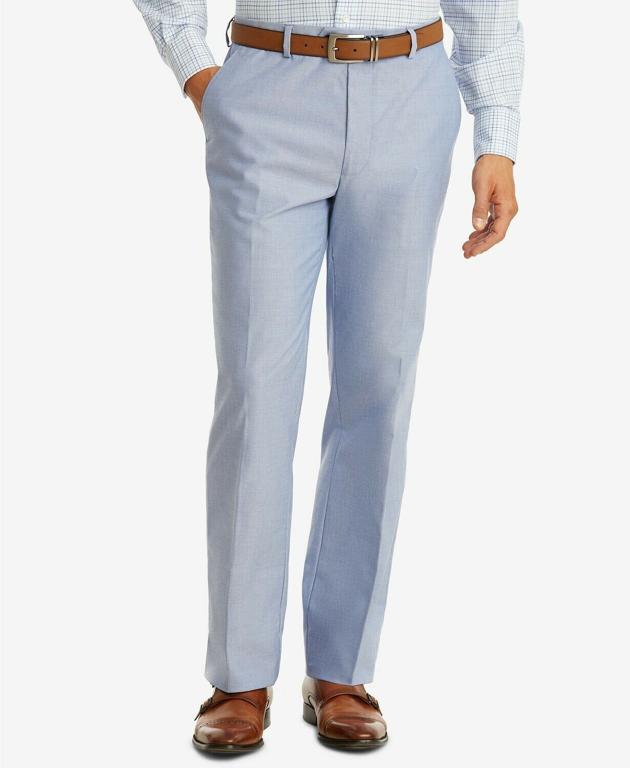 Tommy Hilfiger Modern-Fit Stretch Blue Chambray Dress Pants 40 x 30