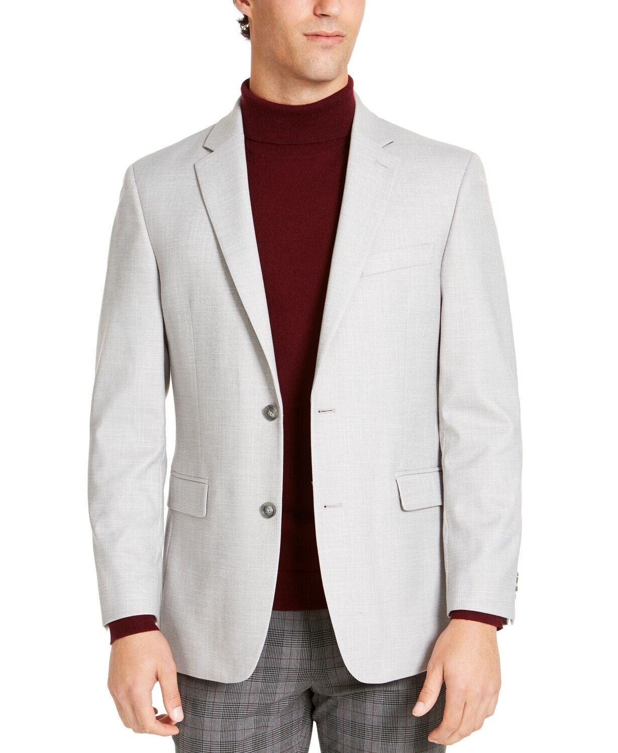 Tommy Hilfiger Men's Modern-Fit THFlex Stretch Textured Sport Coat 40L Grey