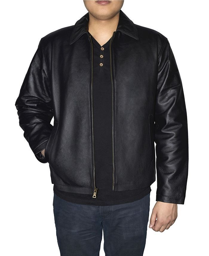 Victory Sportswear Retro Leather Men's Jacket Large Solid Black