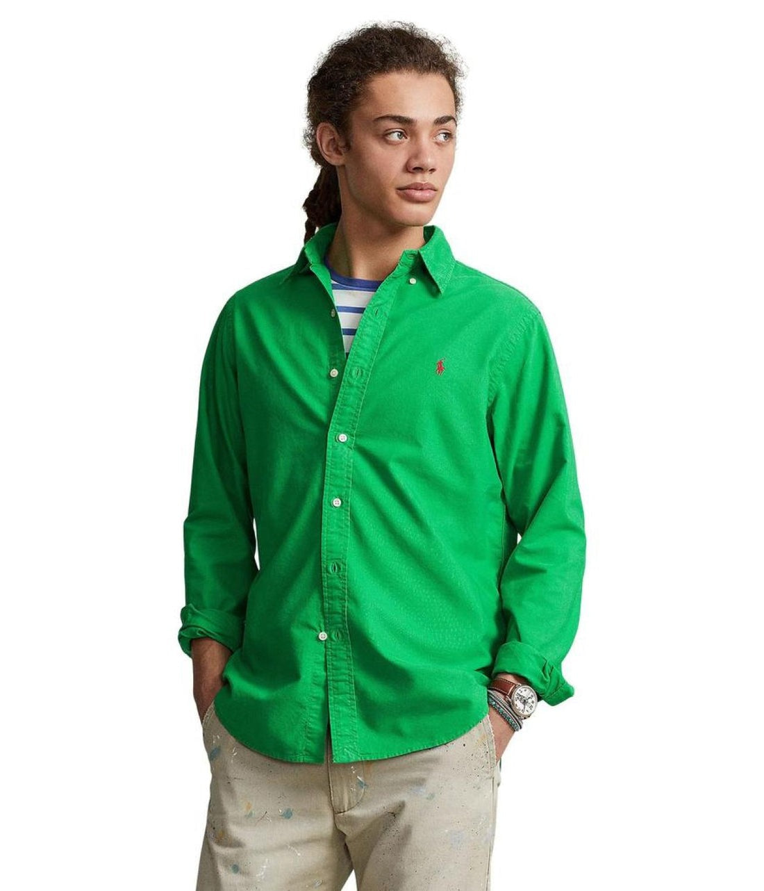 Polo Ralph Lauren Mens Classic Fit Garment-Dyed Oxford Shirt Small Golf Green