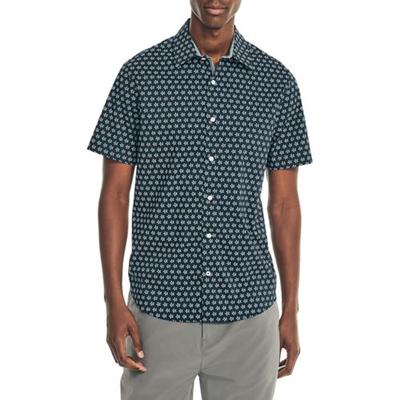 Nautica Mens Navtech Performance Button Down Shirt Blue Medium
