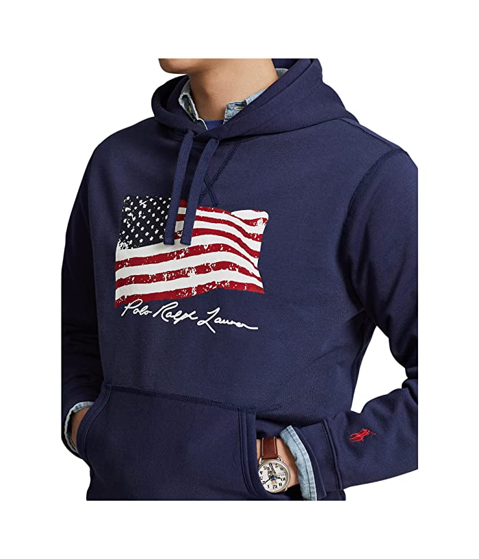 Polo Ralph Lauren American Flag Fleece Hoodie Sweatshirt Newport Navy  Size Large