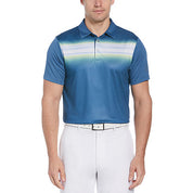Pga Tour Men's Blurred Chest Stripe Golf Shirt Polo Real Teal Blue Xxl