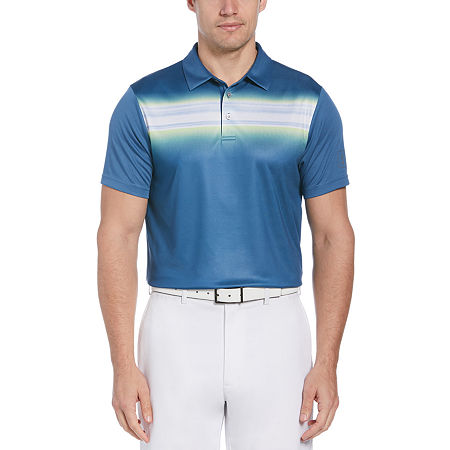 Pga Tour Men's Blurred Chest Stripe Golf Shirt Polo Real Teal Blue Xxl