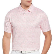 Pga Tour Men's Floral Polo Shirt Pink Large