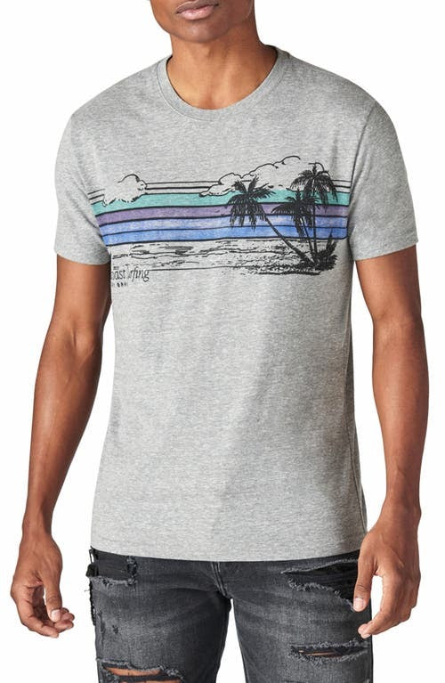 Lucky Brand Men's Tropical Stripe Graphic Tee Shirt XL Grey