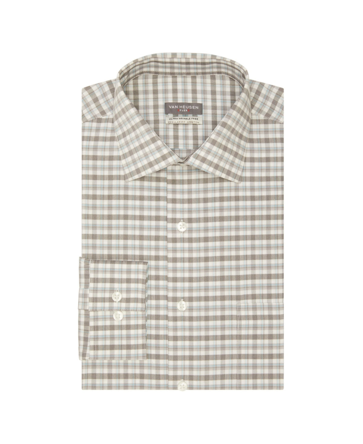 Van Heusen Men's Wrinkle Free Stretch Collar Shirt 16.5 34 35 Gray