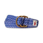 Polo Ralph Lauren Men's Leather Trim Cotton Belt Blue Small