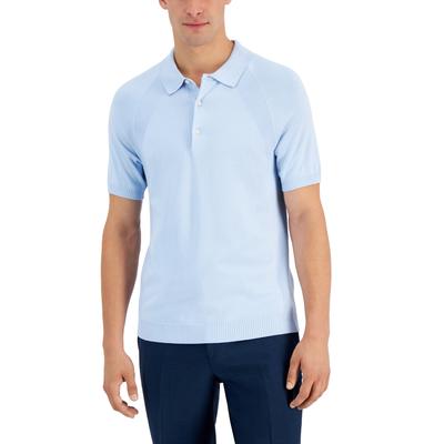 Alfani Men's Ribbed Raglan Polo Shirt In Croquis Blue 2Xl