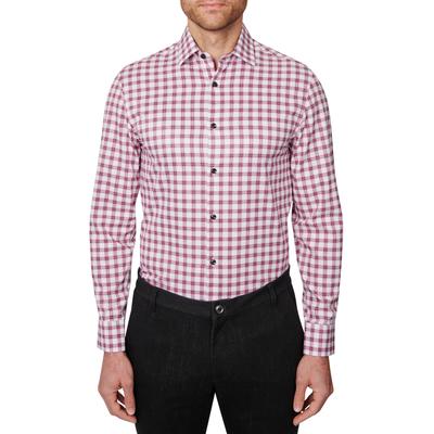 Construct Men's Slim Fit Check Print Button Down Dress Shirt Red 14 14.5 32 33
