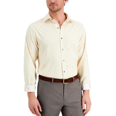 Alfani Mens Geo-Print Button Down Dress Shirt Tan 16-16.5 / 32-33