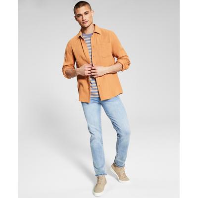 And Now This Men's Long sleeve Seersucker Shirt Light Brown Small